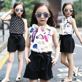 

Kids Clothing 2pc Casual Baby Girls Clothes Sets Summer toddler Girl Tops Shirts + Shorts Suits All for children 4 5 6 7 8 9 12T