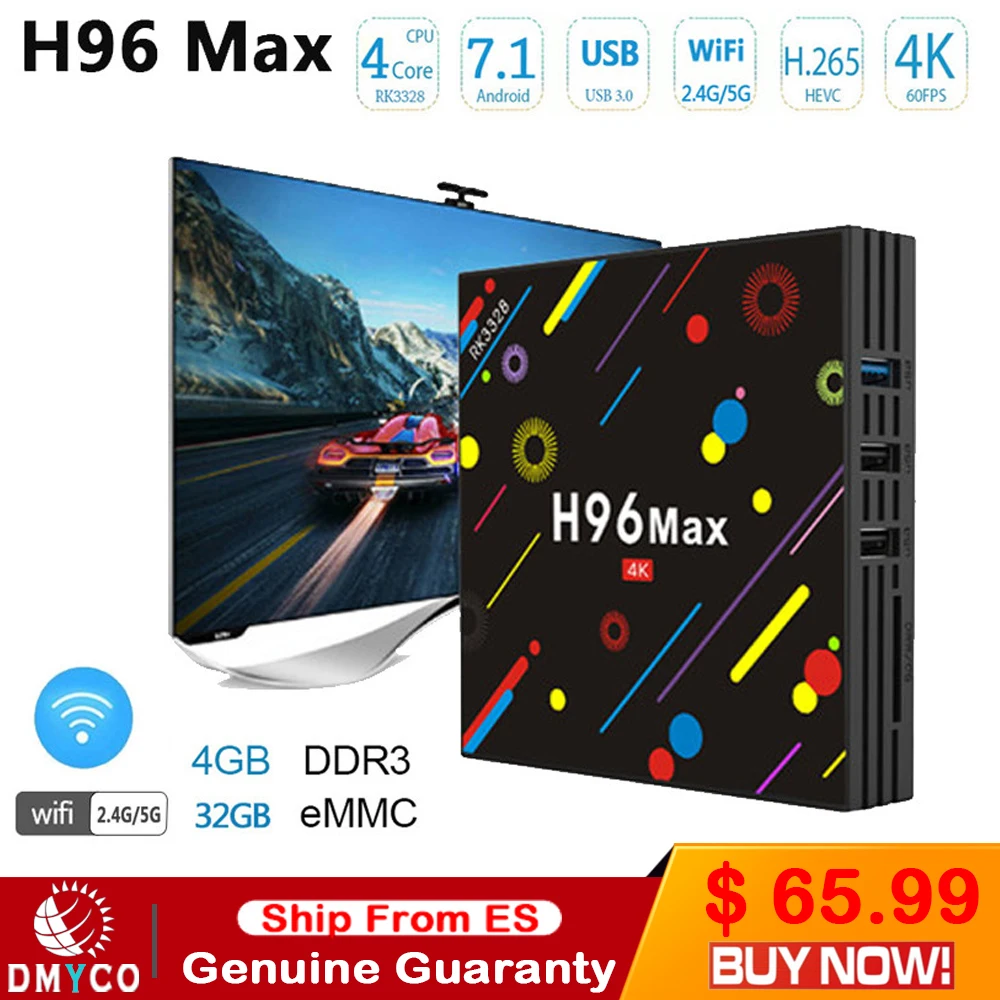 1 year IPTV H96 MAX H2 Smart TV BOX RK3328 Quad core 4GB RAM 32 ROM