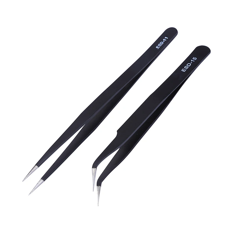 

ESD Safe Precision Tweezers Straight Curved Stainless Steel Tweezers Pinzas Forceps Electrician Repair Tools