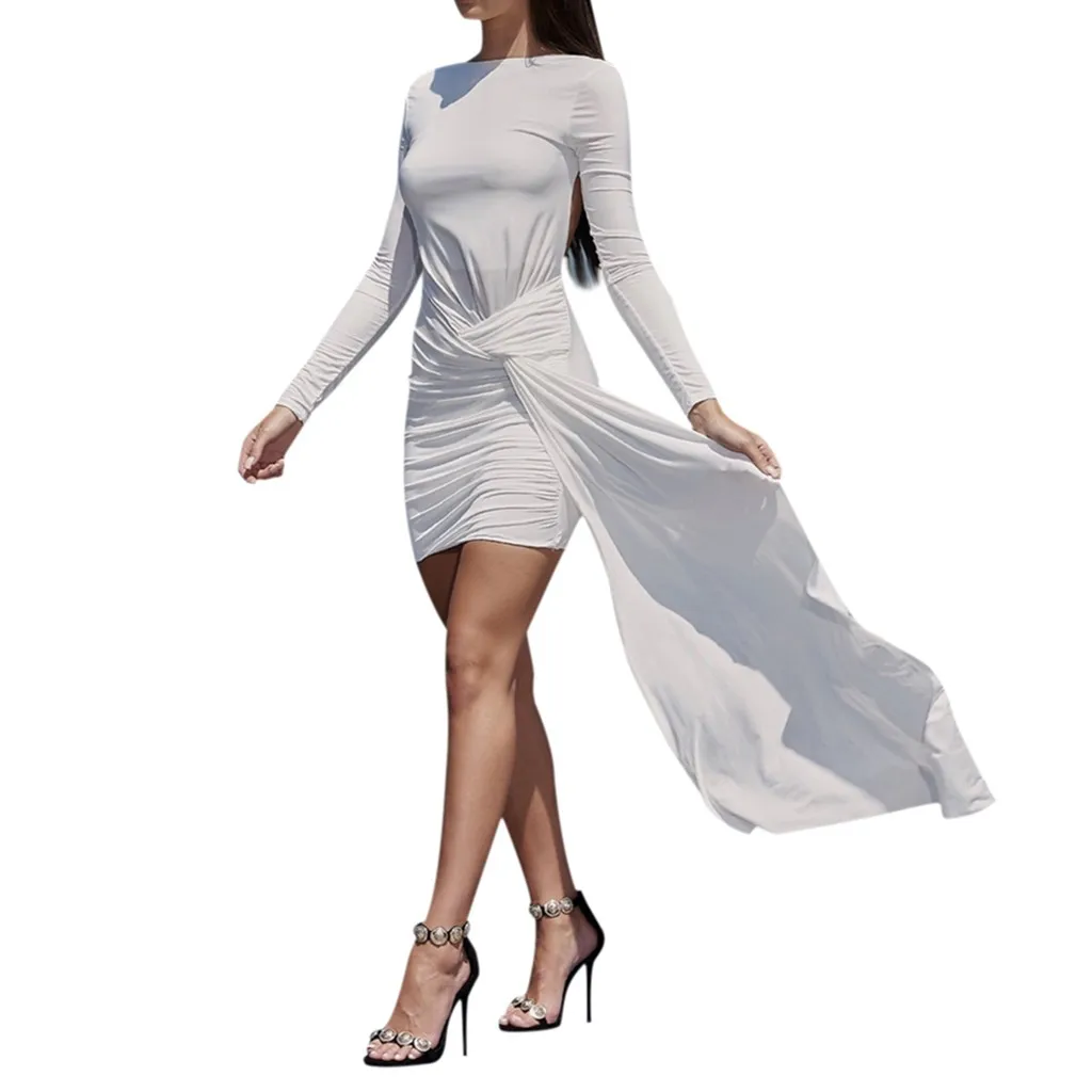 

Fashion Dress Women Clothing Spring And Autumn Summer Dress Sexy Mini Dress Solid Color Long Sleeve Elegant Luxury Party Club