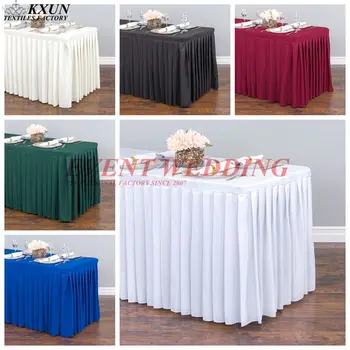 

Full Set Poly Table Cloth Skirt Cover Table Skirting For Wedding Event Decoration