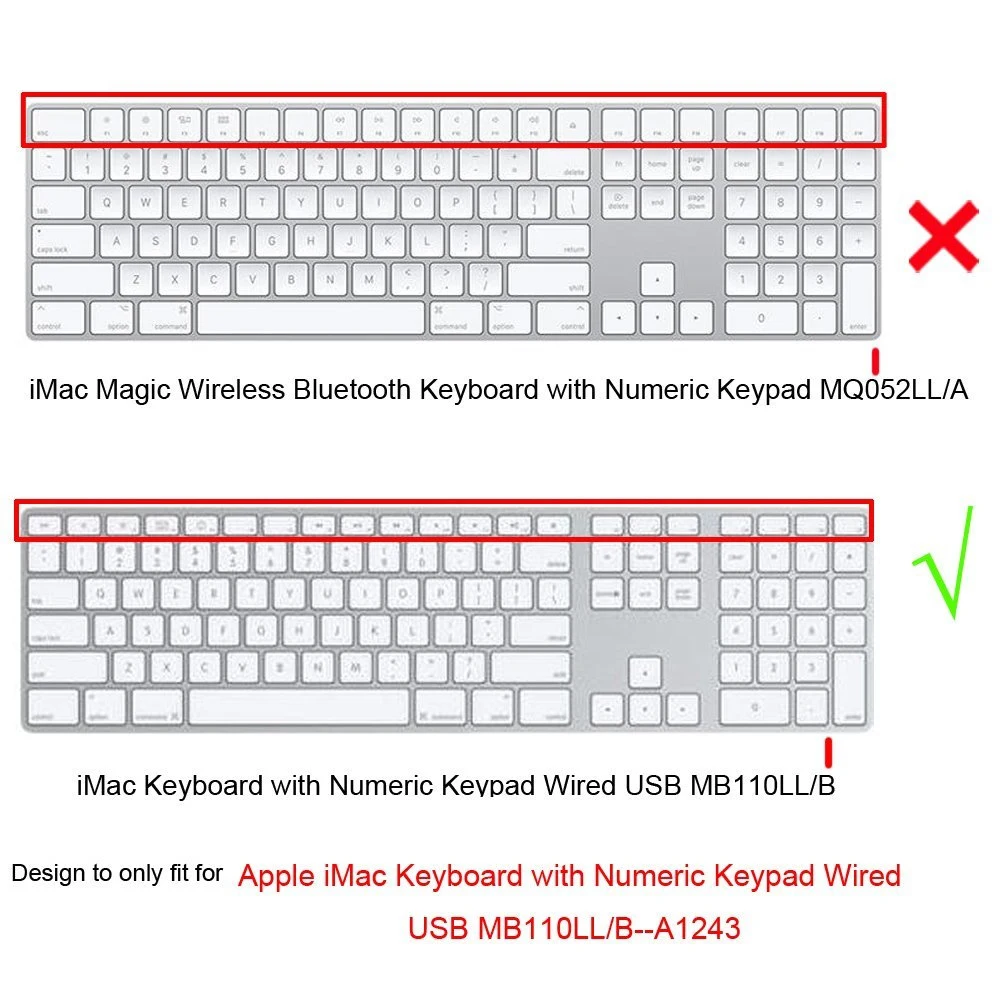 Высокопрозрачная ТПУ полноразмерная клавиатура для Apple keyboard A1243 MB110LL/B с цифровой Проводная клавиатура USB Для iMac старый G6