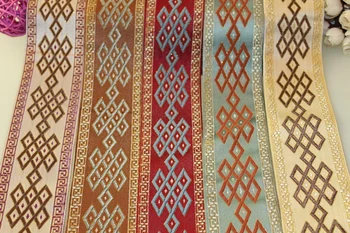 

5yards/lot wide 6cm Woven Jacquard Ribbon classical geometry design curtain and clothing accessory LS-9841
