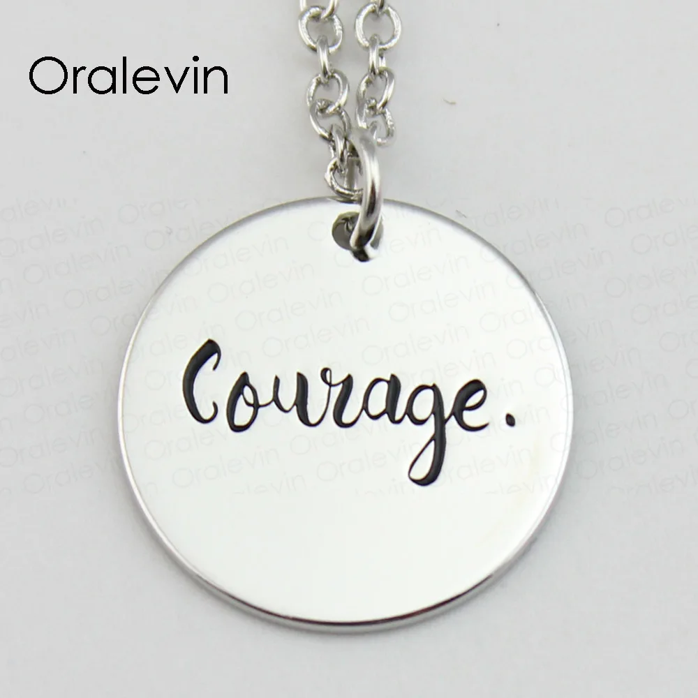 Courage Inspirational Hand Stamped Custom Necklace Gift For Teacher