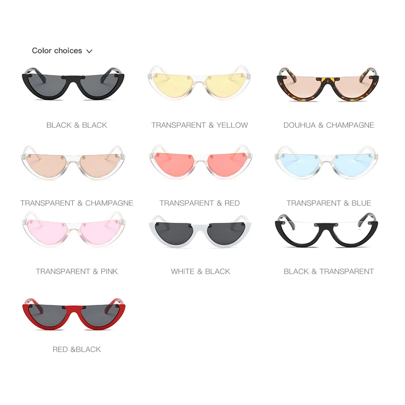 Крутые женские солнцезащитные очки CatEye без оправы с полуоправой, Модные прозрачные брендовые дизайнерские солнцезащитные очки для женщин, трендовые UV400