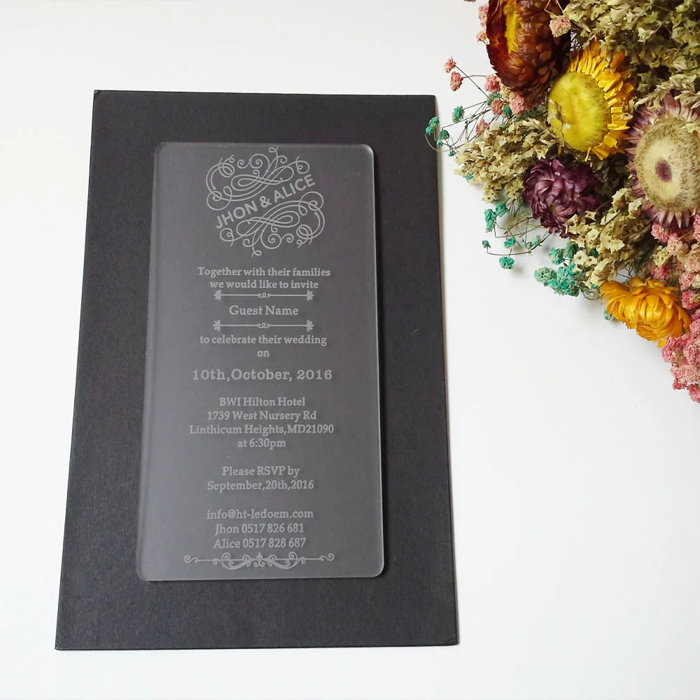 Compare Prices On Engraved Invitations Online Ping Low 50 Personalized Luxury Acrylic Wedding Invitation Cards For Free Laser Engraved Party Invitations And Black Bo