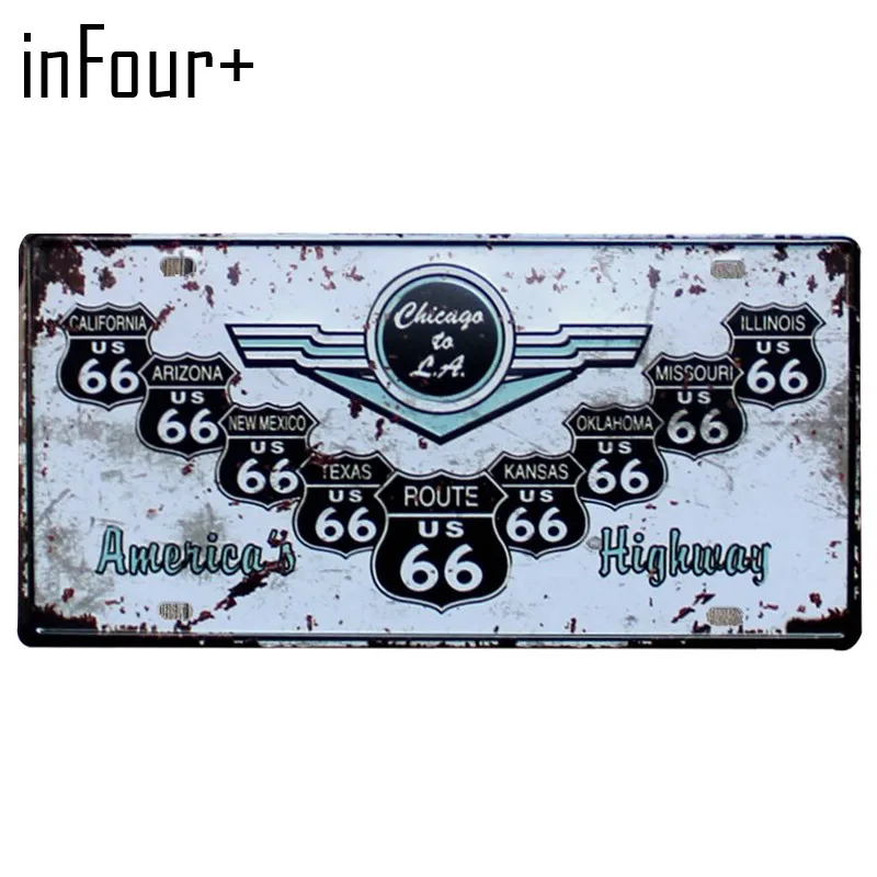 Горячая ROT Route 66 номерной знак металлическая пластина автомобильный номер оловянные знаки бар паб кафе для домашнего декора металлическая гаражный знак покраска таблички знаки - Цвет: MPA2041