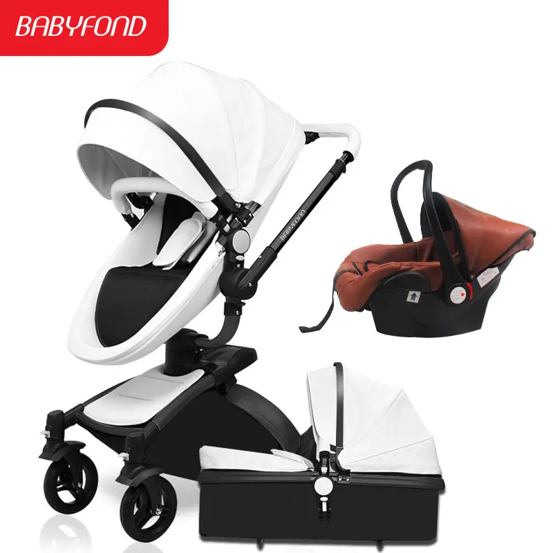 2019 hot sell baby strollers 3 in 1 baby stroller leather newborn baby pram gold black basis Free Ship USA free gifts - Image 3