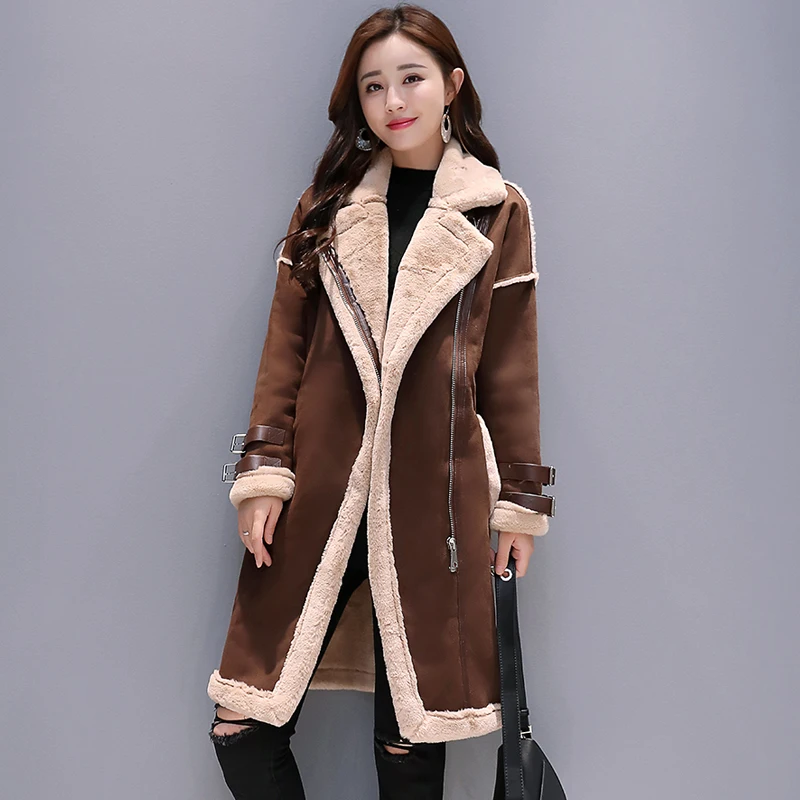 MUMUZI Faux Leather Suede Coats Women 2018 Zipper Thick Suede Jackets ...