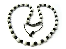 De moda del envío 10 mm blanco granos de la turquesa y 8 mm negro para hombre cristalinos de shamballa collares joyería