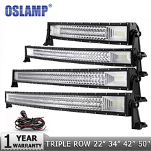 Oslamp 3-ряд " 12" 1" 20" 2" 23" 3" 42" 5" Изогнутые свет бар offroad LED-бар место луч световой индикатор работы бар 12 В 24 В