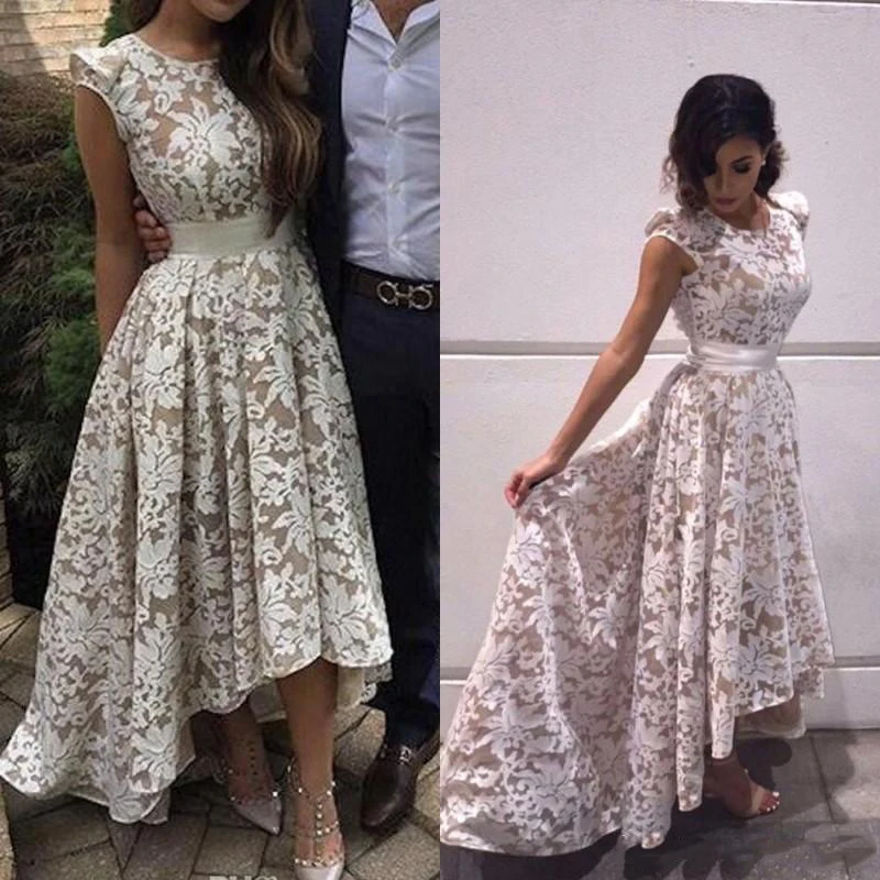 

Elegant High/Low Evening Gown Lace Appliques Formal Dress Wedding Party Dress
