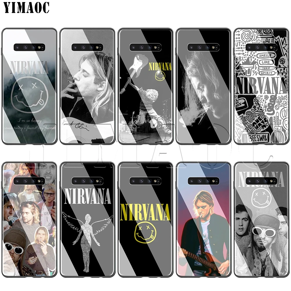 

YIMAOC Nirvana Kurt Cobain Glass Case for Samsung Galaxy S7 S8 S9 S10 Plus Note 8 9 10 A50 A20 A10 A70