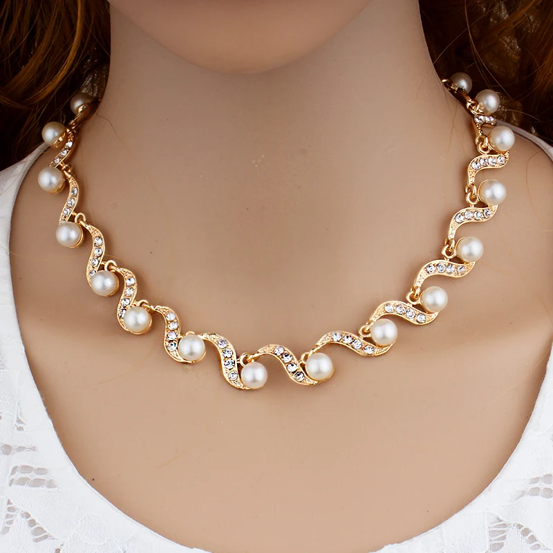 Комплект из колье и серёг с искусственным жемчугом|jewelry sets|imitation pearljewelry sets pearls |