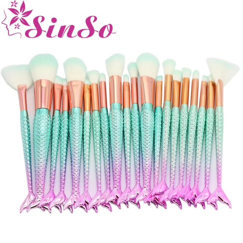 

20PCS Mermaid Makeup Brushes Set Eyeshadow Eyebrow Contour Blending Foundation Brush set Make up Cosmetics kit pincel maquiagem
