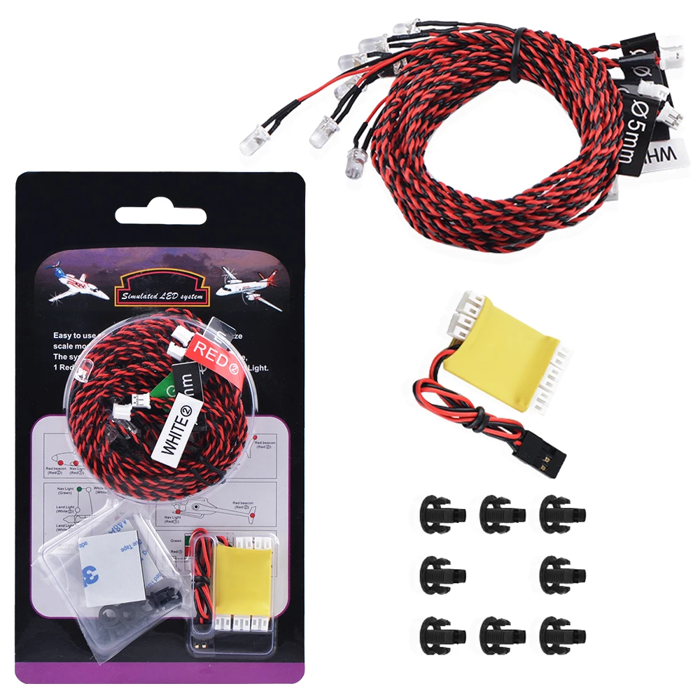 

1set 8LED Lighting System Kit Simulation Flashing Lights With Control Box RC Accessories For RC Airplane Helicopter