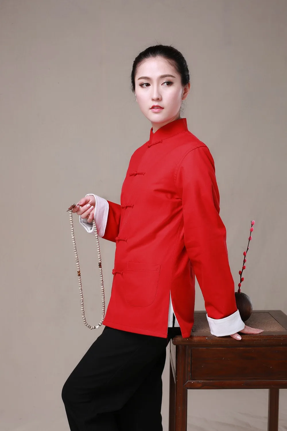 Хлопок, Китайская традиционная одноцветная двухслойная куртка Тан, женский костюм кунг-фу, униформа Тай Чи, куртка, Женское пальто, chaqueta capa