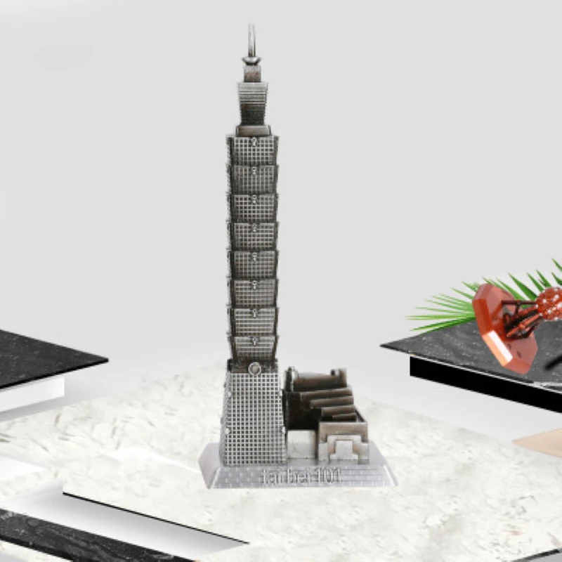 

18cm Metal Taipei 101 Tower Building Sculpture Crafts Statue Model of Taiwan Office Home Decoration Accessories Creative Gifts