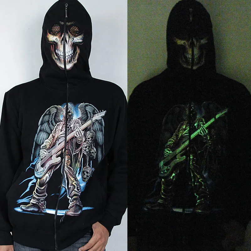 Luminous Skull Hoodie Men Women Sweatshirt Outerwear Male Tops Spring Hooded Jacket Coat Glow In The Dark Clothing  (12)