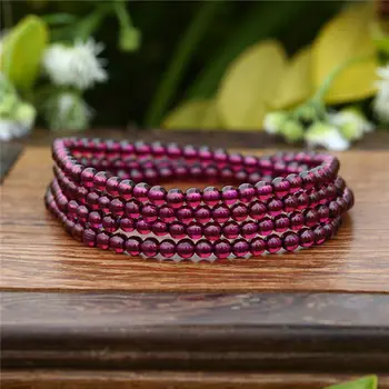 

4ROWS Natural Red Garnet Gemstone Round Beads Bracelet 3.8mm AAA(ZQL)