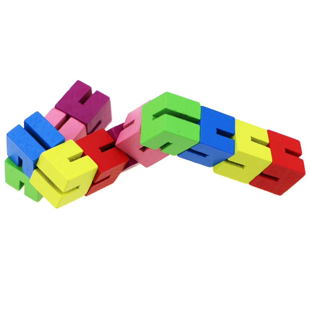 Wooden Cube Blocks Puzzle Stretchy Sensory Toy Stress Relief School Office Puzzle Games Party Favors