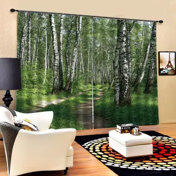 

Blackout curtain forest curtains nature scenery 3D Curtain Luxury Blackout Window Curtain Living Room green curtains