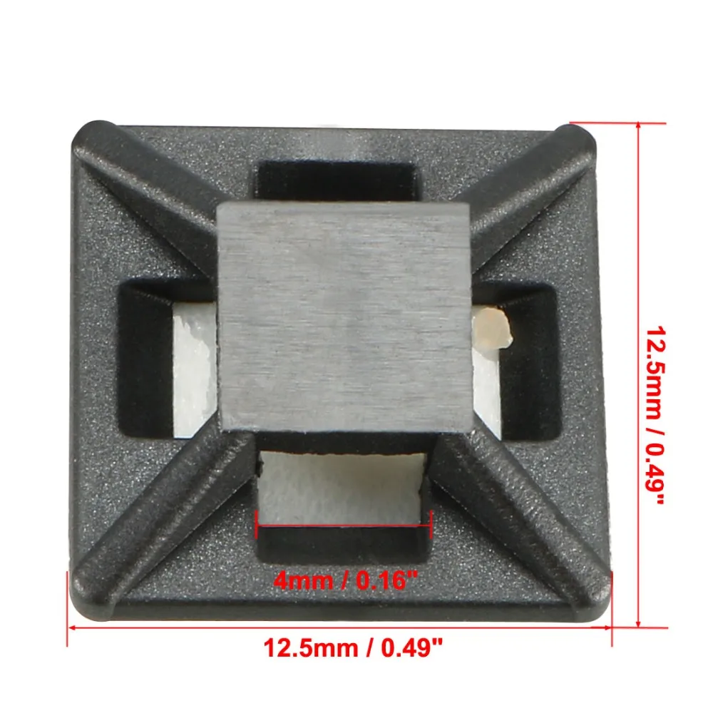 Uxcell 100pcs 12.5x12.5mm Self Adhesive Cable Clips Mounts Wire Base Holders Adjustable Cable Fixing Base Fit Width 4mm cable clamp