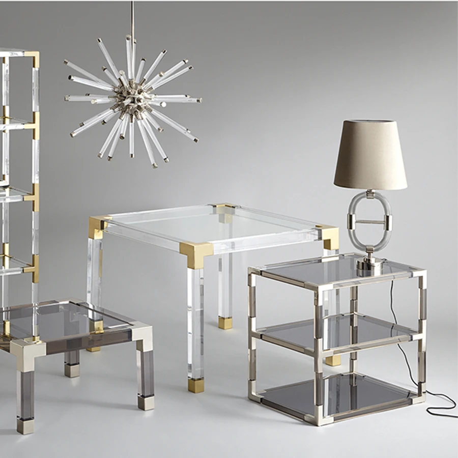 Современный простой стол из металла Yaxley прозрачная модная зарубежная мебель стеклянный столик Мода