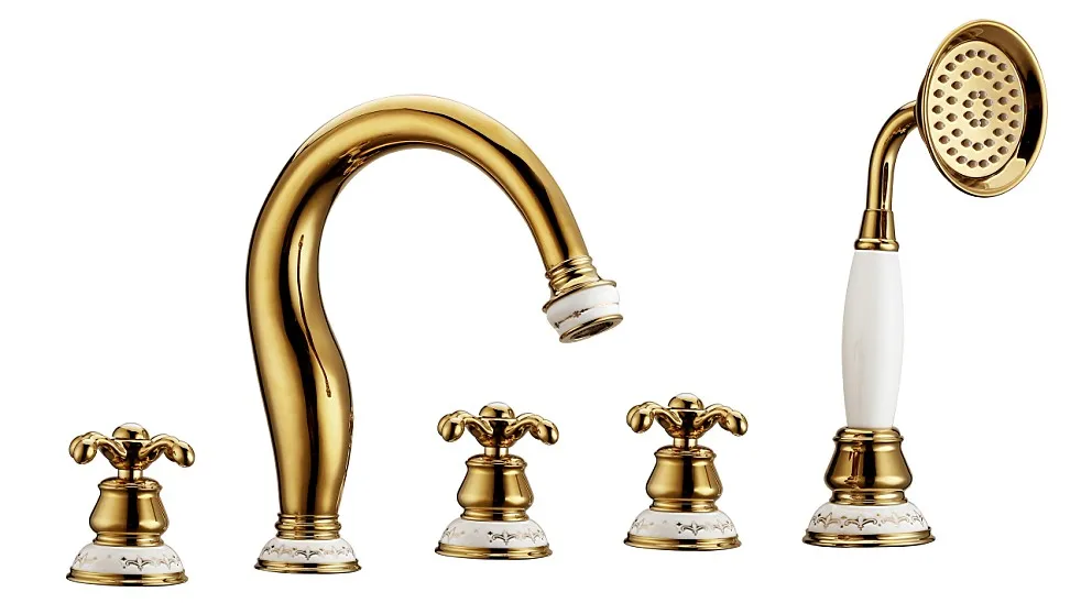 Free ship 5 pcs widespread Roman tub shower Faucet bathtub Mixer tap