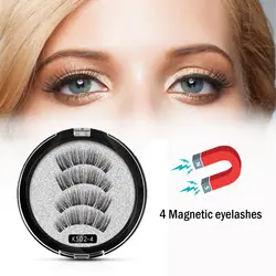 Shozy 3D ручной работы 4 магниты ресницы Магнитная lashes natural давно ложных манящие ресницы ресниц с подарок box-52HB-4