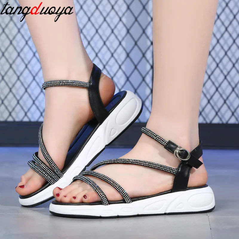

2019 ladies sandals summer casual sandals women shoes platform wedge sandals rhinestone heels sandals thick soles sandalias