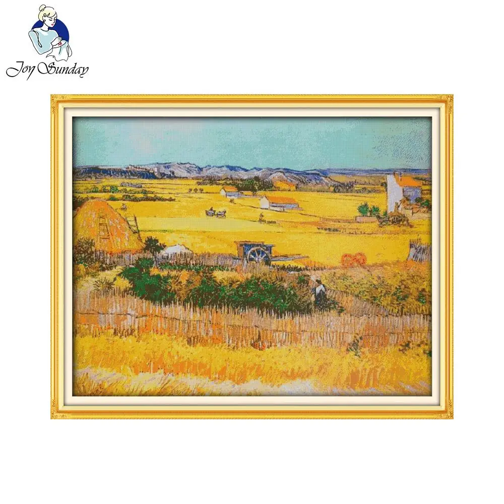 

Joy Sunday Cross stitch Sets For Embroidery kits Precise Printed A good harvest of wheat Patterns Counted Cross-Stitching