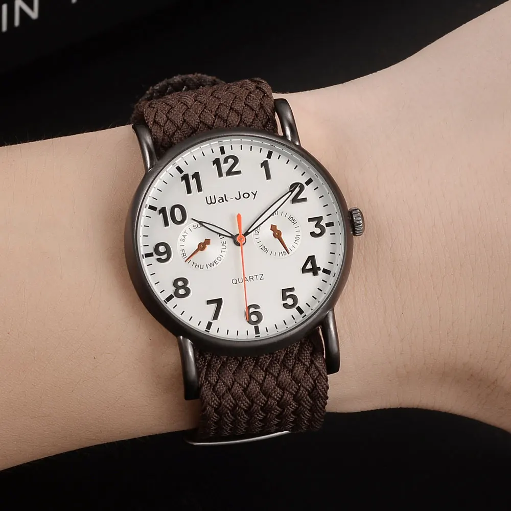 

Wal-Joy New Gift For Men Quartz Watch Personality Digital Dial Watches Nylon Weaving Strap Waterproof Casual Male Wristwatch