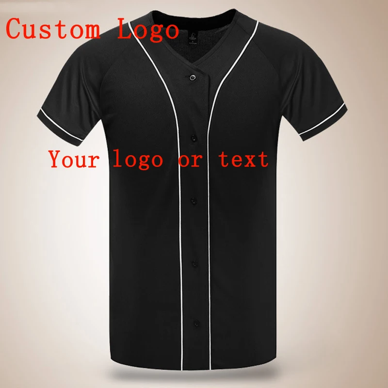 Summer blank Baseball T Shirt Short Sleeve Men V Neck DIY Custom Logo