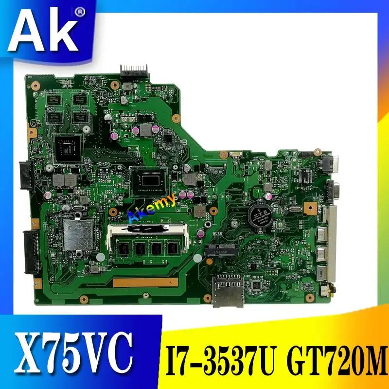 Akemy X75VC материнская плата для ноутбука ASUS X75VC X75VB X75VD X75V F75V тестовая оригинальная материнская плата 4G ram I7-3537U cpu GT720M