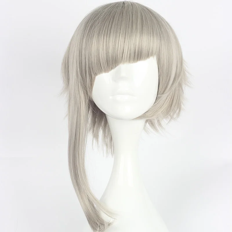 

MCOSER Free shipping 45CM Synthetic Short Straight Grey Color Cosplay Wig 100% High Temperature Fiber Hair WIG-607A
