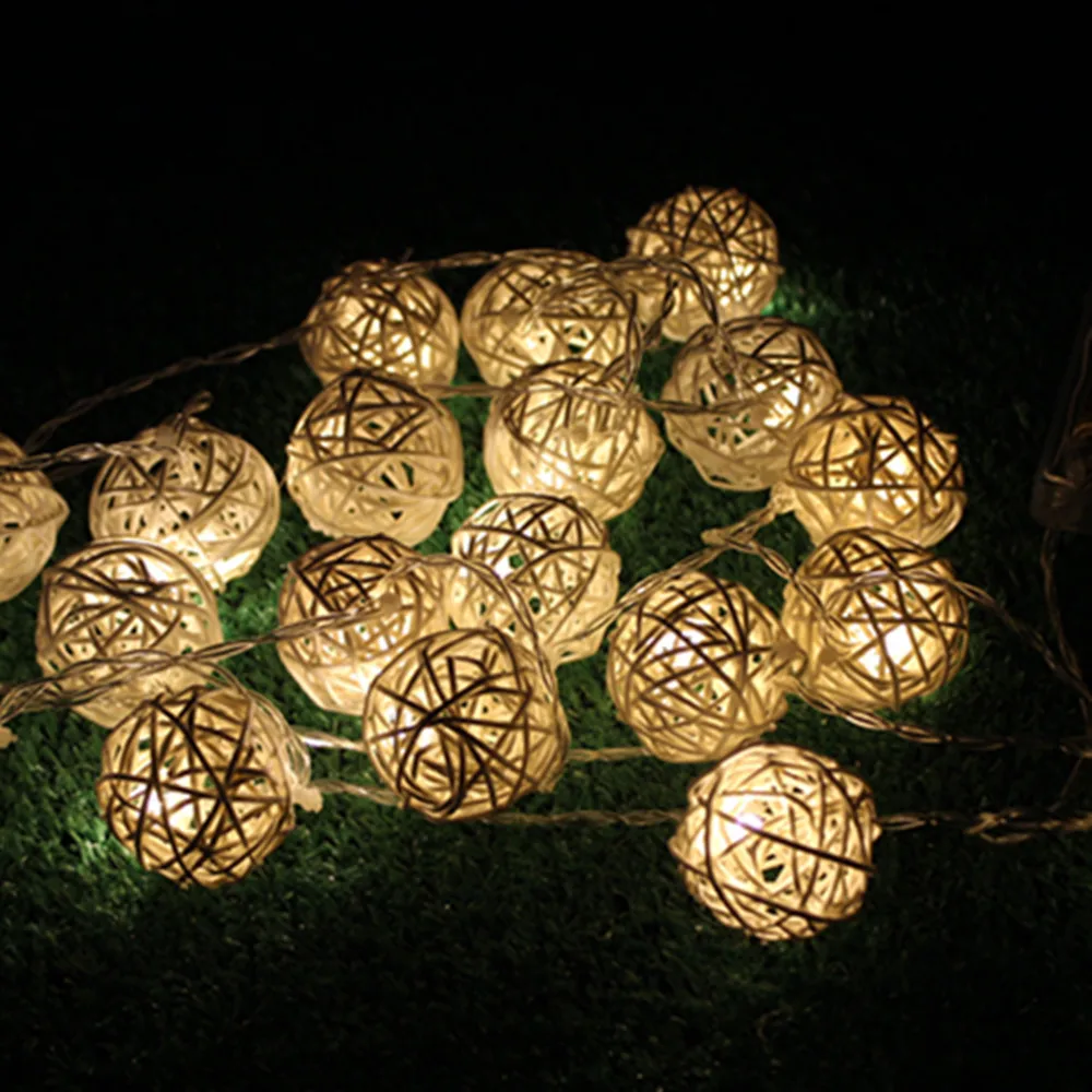 YIYANG 20 LED ротанговая шаровая лампа на солнечных батареях гирлянды
