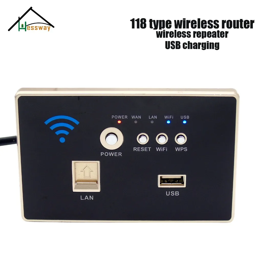 

Dual antenna Wall Embedded Wireless AP Router Wireless WIFI USB Charging Socket Panel Black with 118 standard