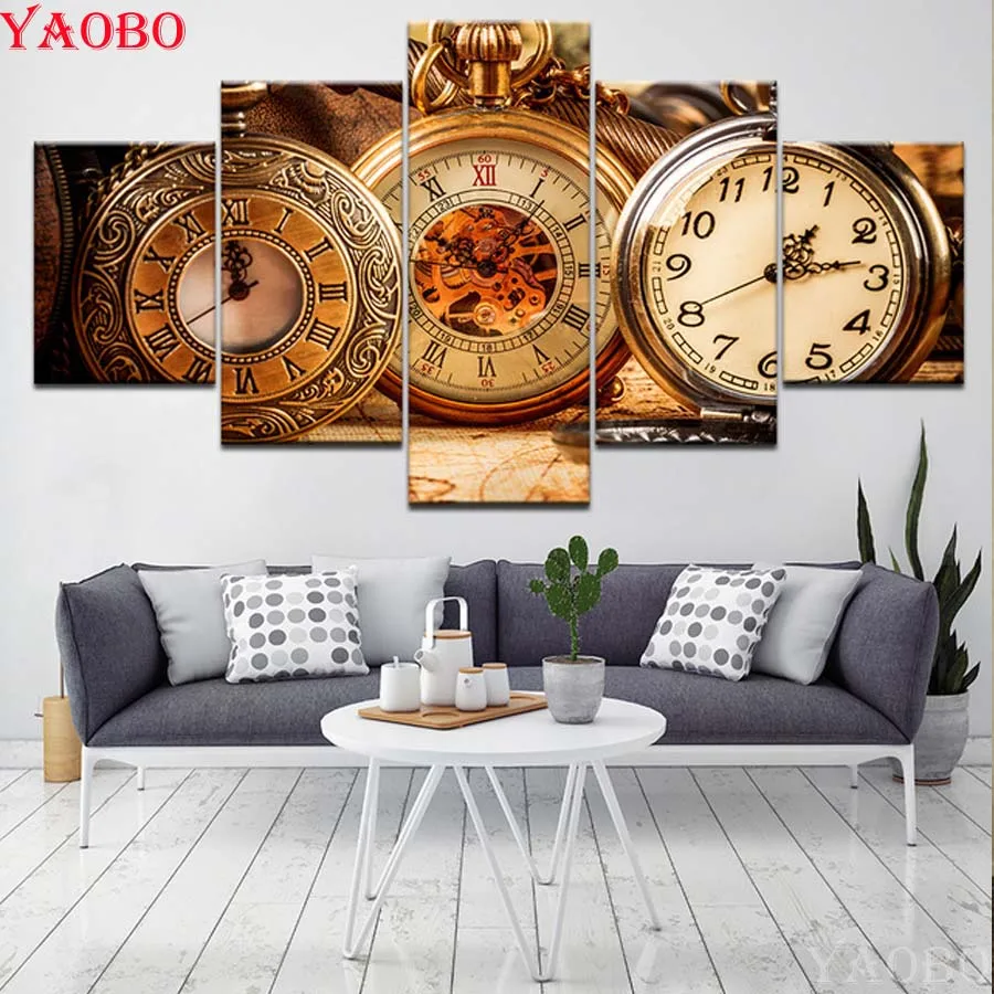 Карманные часы в стиле ретро 5 шт. алмазная живопись вышивка крестиком полная