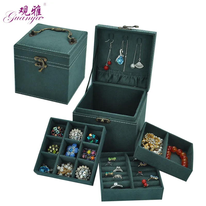 Новая модель корейский стиль издание из кроличьей шерсти три слоя олень фланель для ювелирных изделий упаковочная коробка без зеркального кольца коробка