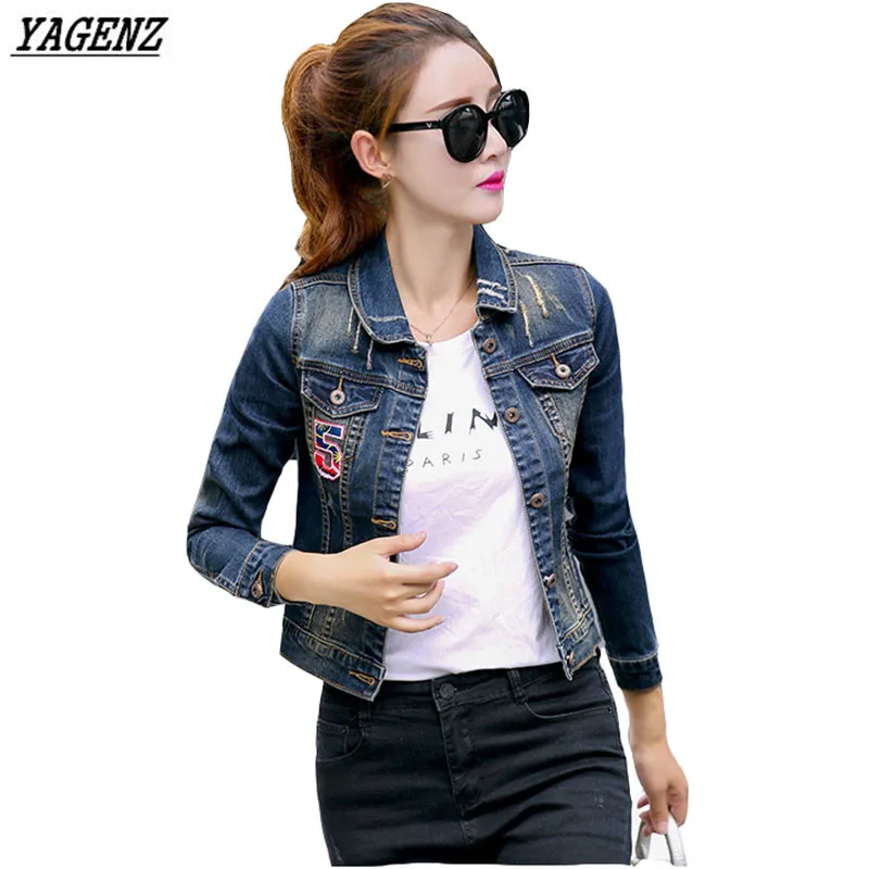 YAGENZ Student Short Denim font b Jacket b font NEW Spring Autumn Jeans Costume font b