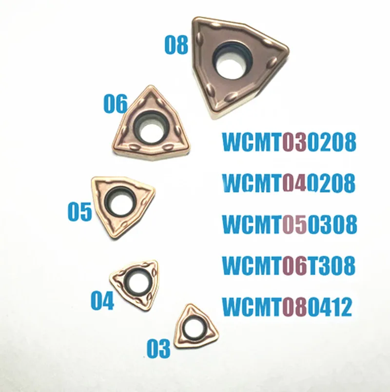 

DIKAS 10pcs WCMX030208 WCMX040208 WCMT050308 WCMT06T308 WCMT080412 Reaming.Drilled.carbide blade.Cutting Blade,U drill insert