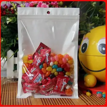 

2000pcs/lot 14cm*20cm*160mic High Quality Clear + White Food Pouch Zip Lock Bags Resealable Plastic Bags Wholesaler