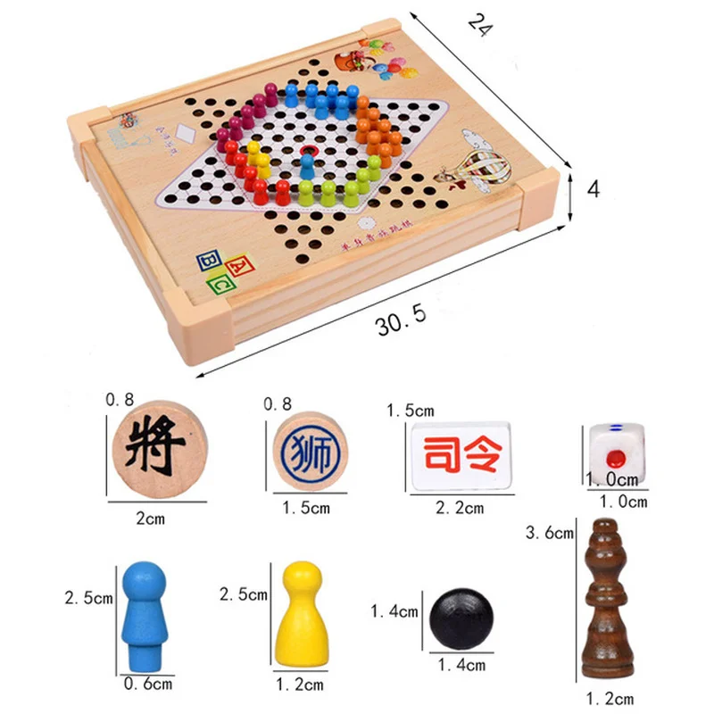 

Multi-function Chess Wooden Children Parent-child Interactive Checkers Flying Chess Board Games Children's Puzzle Game