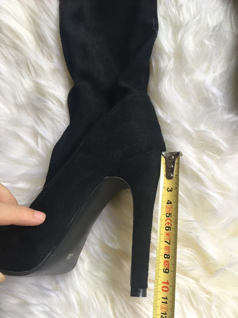 Новая Брендовая женская обувь женские ботфорты выше колена, большие размеры 32-48 пикантные вечерние сапоги на тонком высоком каблуке Женская обувь