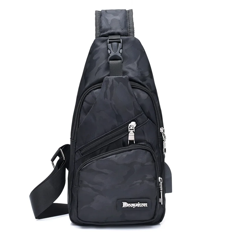 

New Arrival Camouflage Waterproof Nylon Men Chest Pack Daypacks Small Sling Messenger Shoulder Bag Casual Travel Chest Bag Black