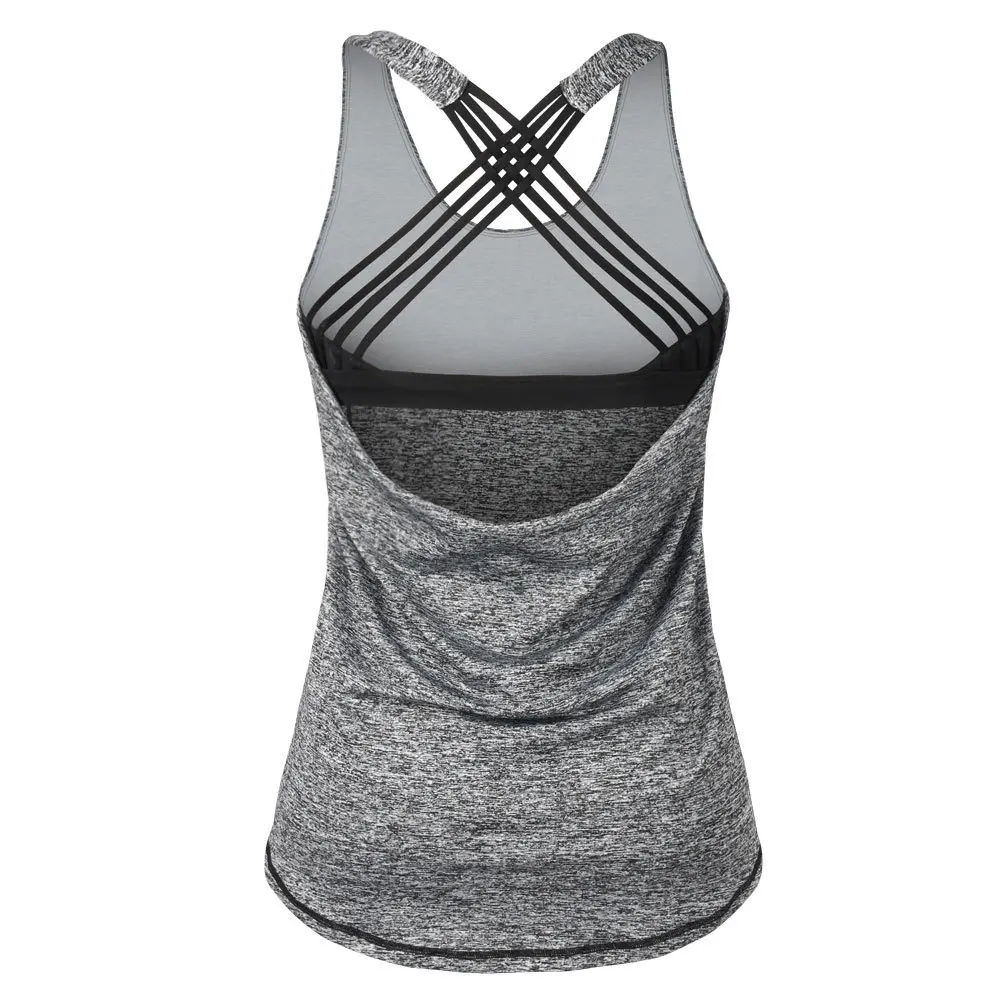 ESHINES Йога рубашки спинки без бретелек жилет Фитнес работает рубашка Топы с лямкой