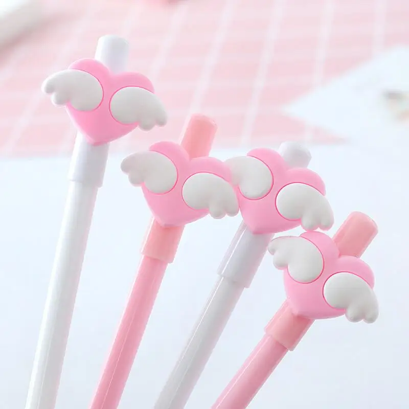 

0.5mm Creative Cute Heart Wings Love Gel Pen Student Stationery Learning Supplies Office School Writing Supplies Gel Pens