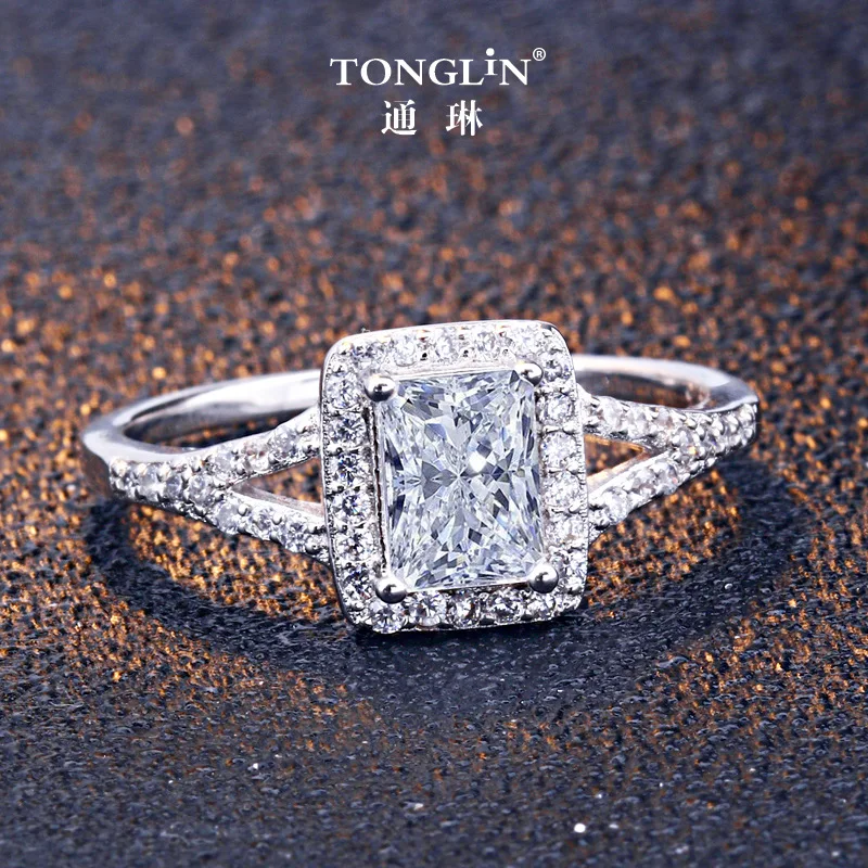 Женское Обручальное Кольцо TONGLiN из настоящего стерлингового серебра 925 пробы