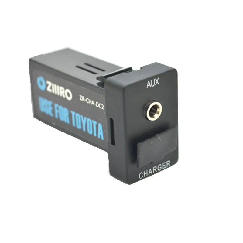 12V Car Interface USB Charger Adapter Power Socket with 3.5mm Aux Audio input for Toyota Camry Coro
